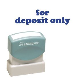 Xstamper(R) One-Color Title Stamp, Pre-Inked, "For Deposit Only", Blue